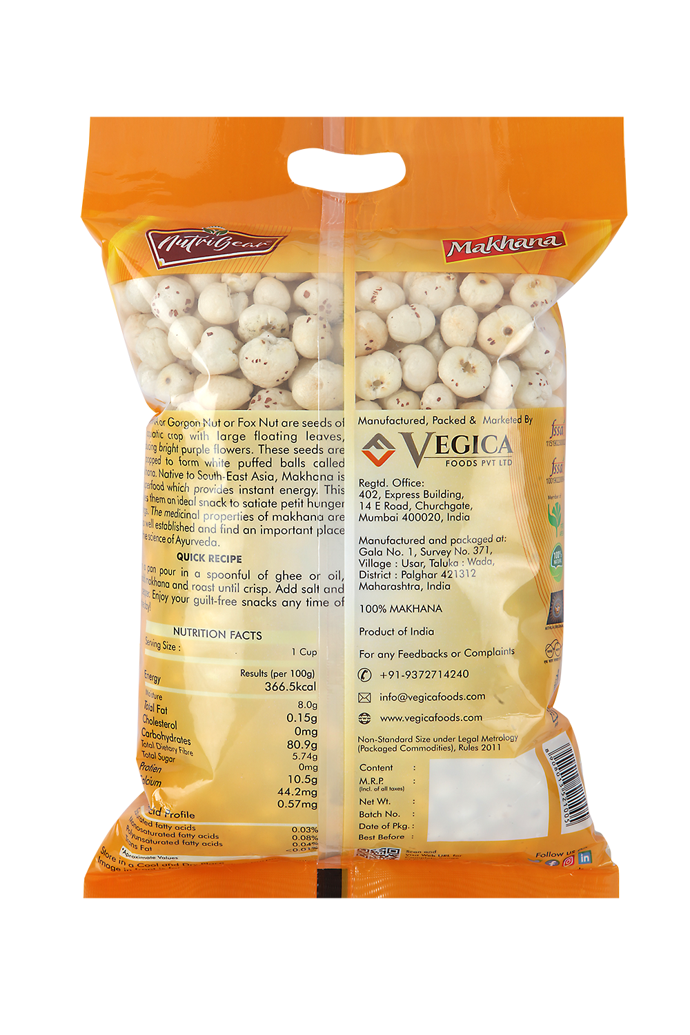 NutriGear Plain Makhana (250gms)