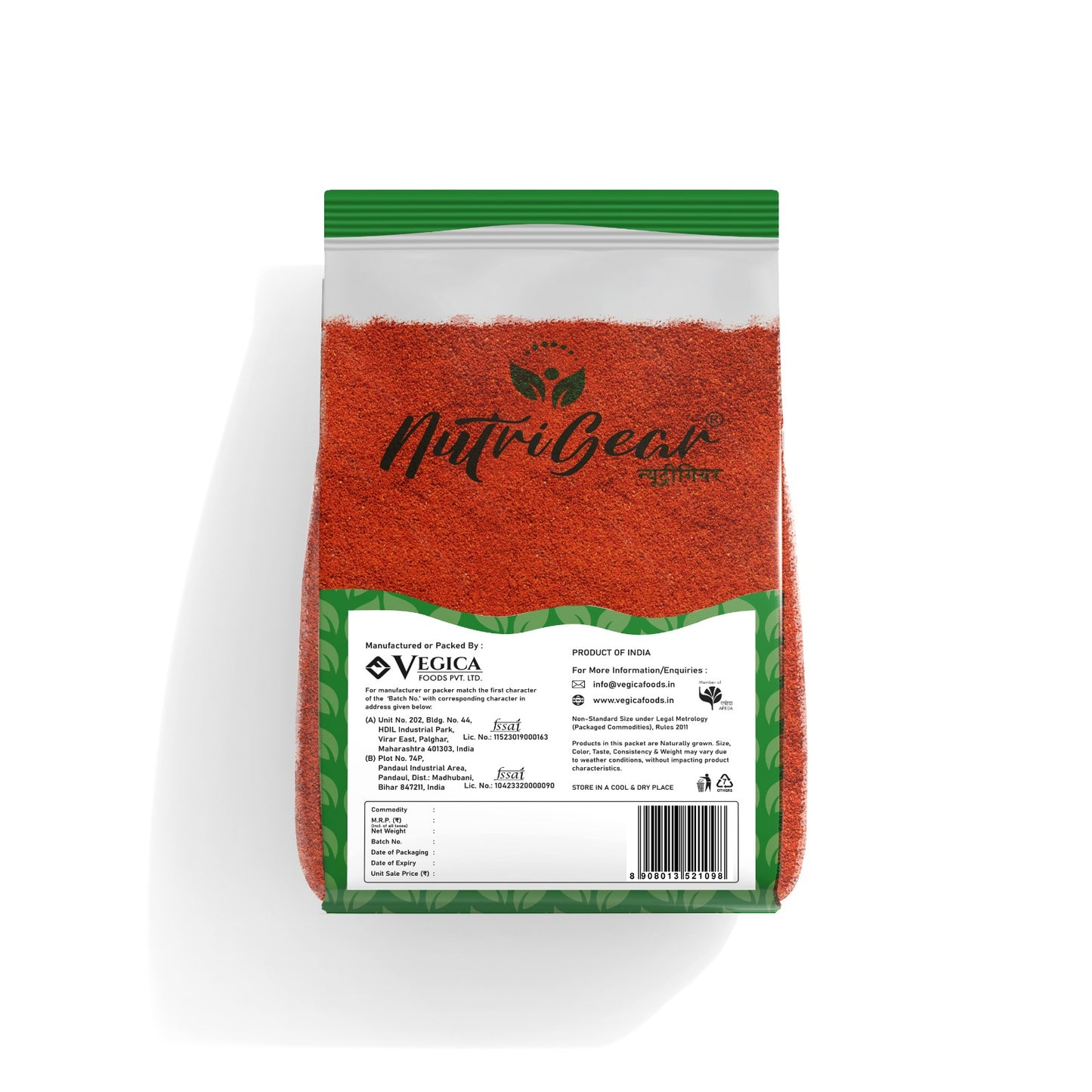 NutriGear Red Chiili Powder - LAL MIRCHI  1 kg