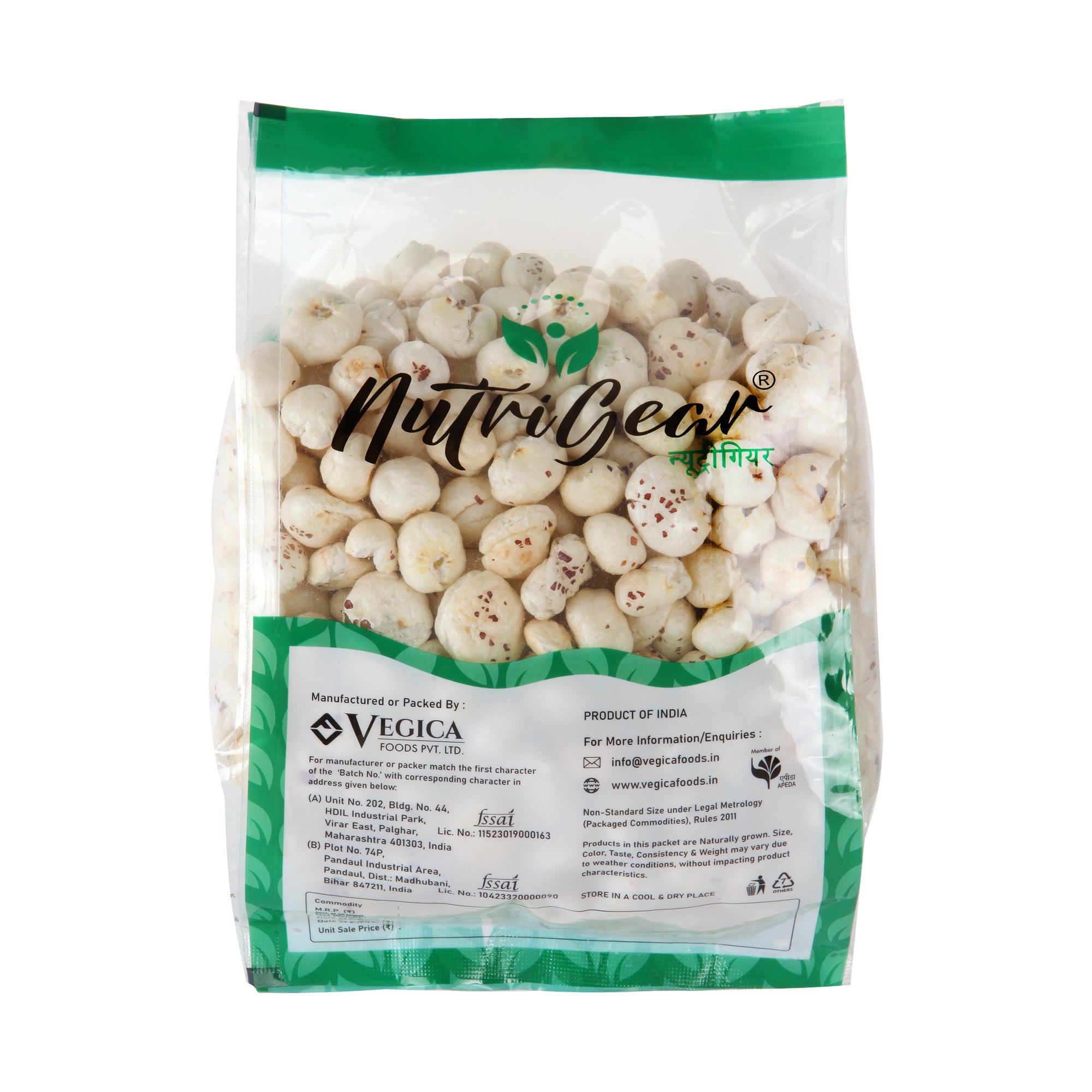 NutriGear makhana fox nuts packaging on a white background 5 soota plus