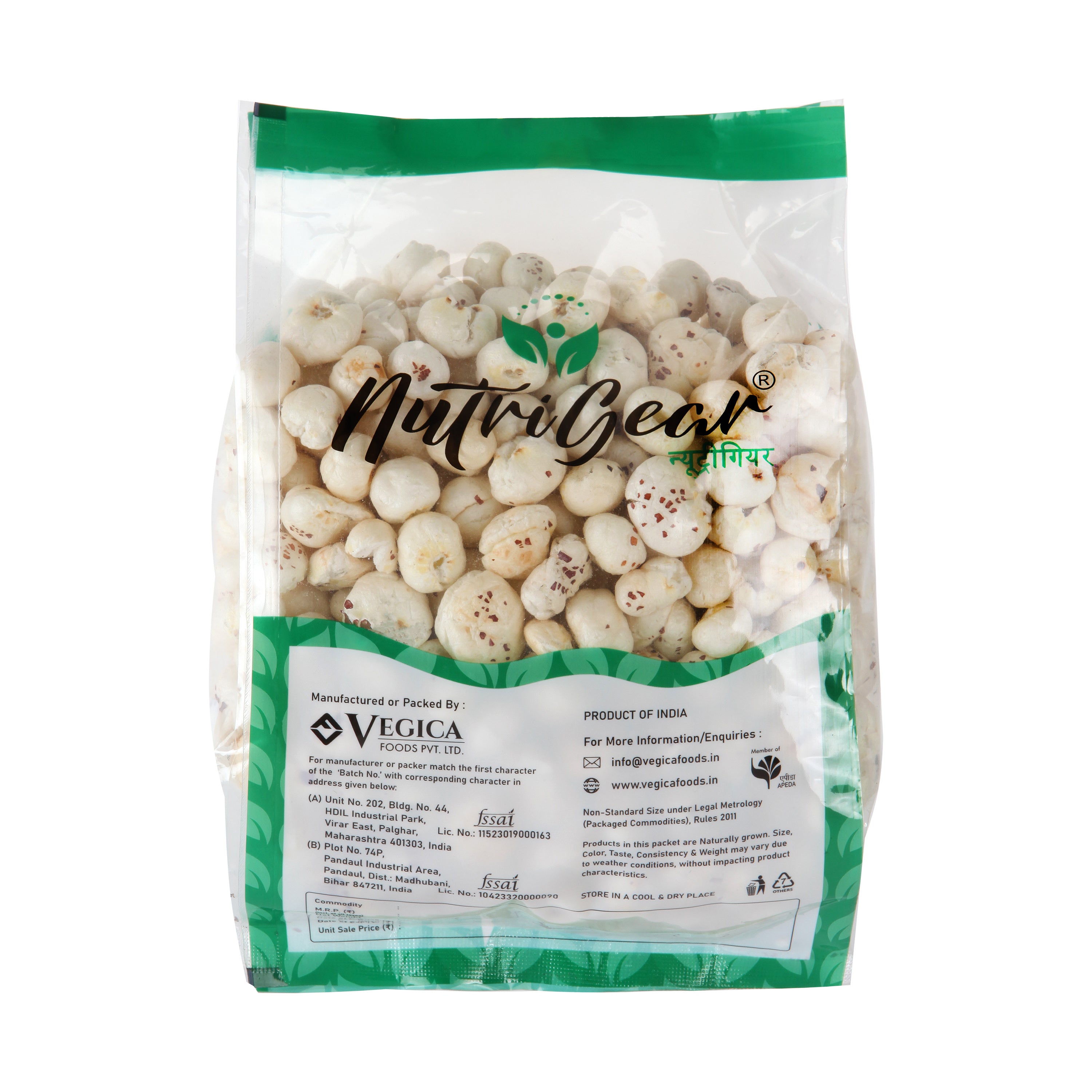 NutriGear makhana fox nuts packaging on a white background 5 soota plus